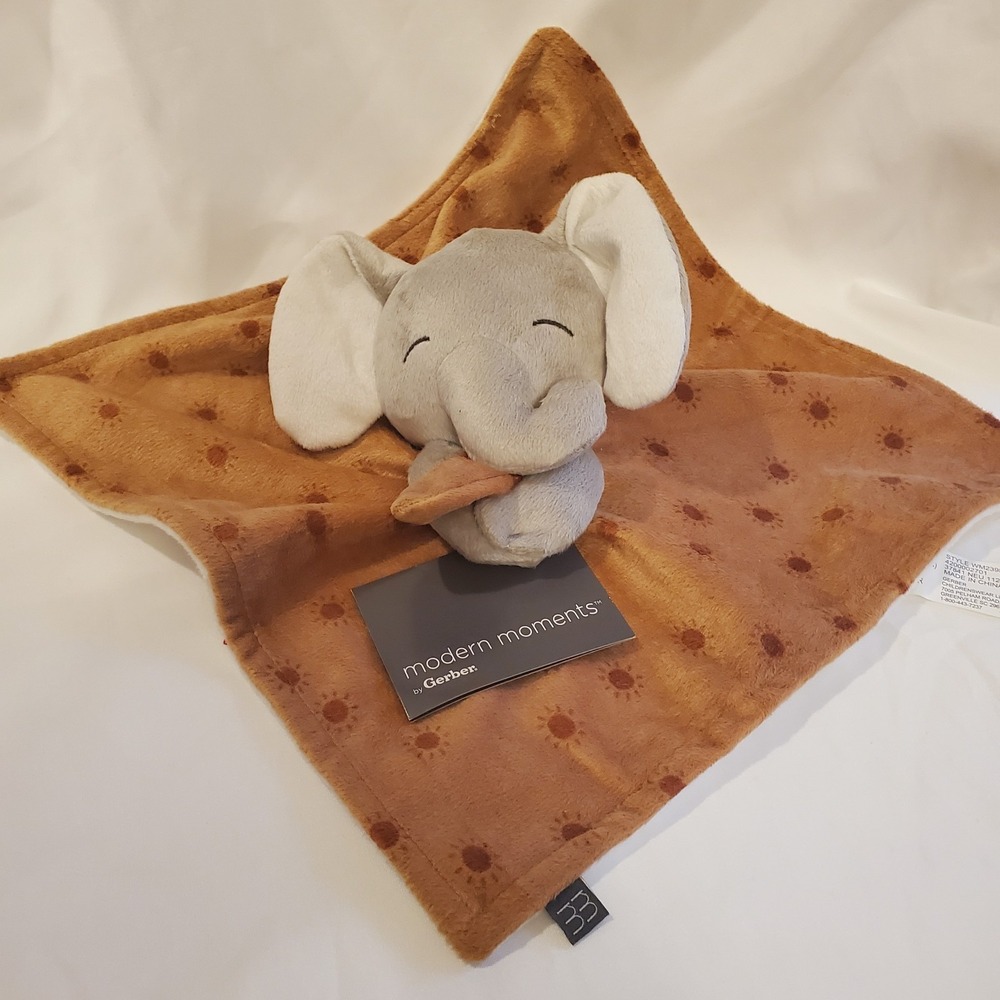 Gerber Modern Moments Baby Elephant Security Blanket‎ Lovey Soft 12X12